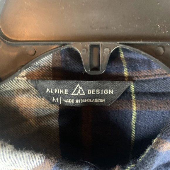 Alpine Design Flannel Shirt Men's Medium Mount Evans Navy Plaid Button-Up 8238 - Picture 3 of 9